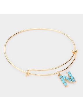 NWT Bohemian -N- Turquoise Embellished Monogram Charm Bracelet